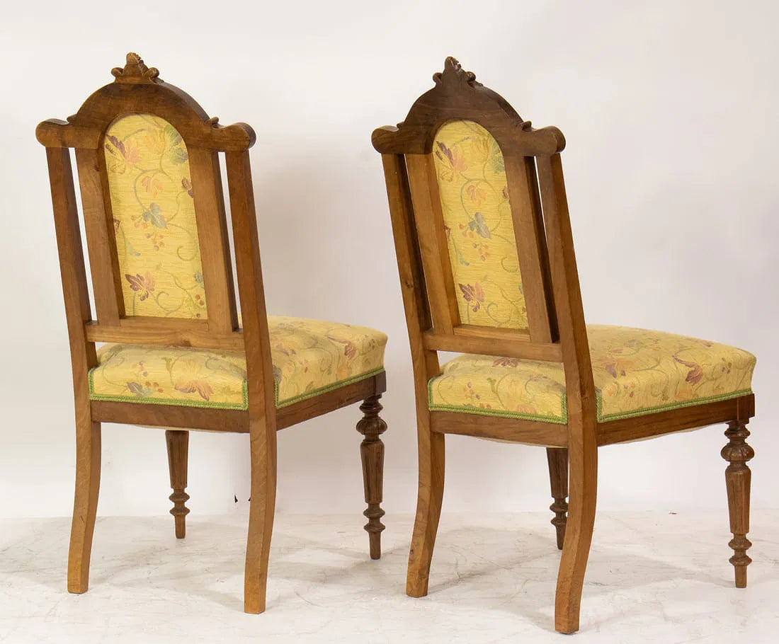 AF2-193: Antique French Victorian Carved Walnut Dining Chairs Set of Eight Circa 1880