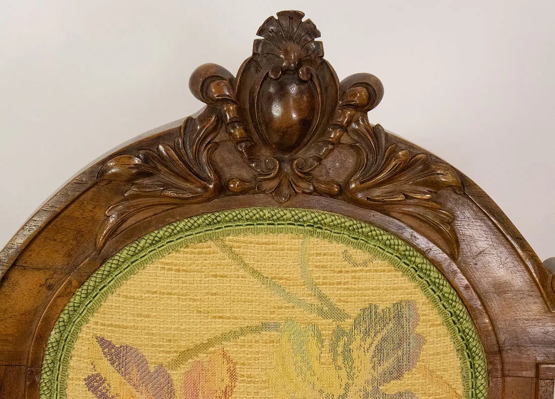 AF2-193: Antique French Victorian Carved Walnut Dining Chairs Set of Eight Circa 1880