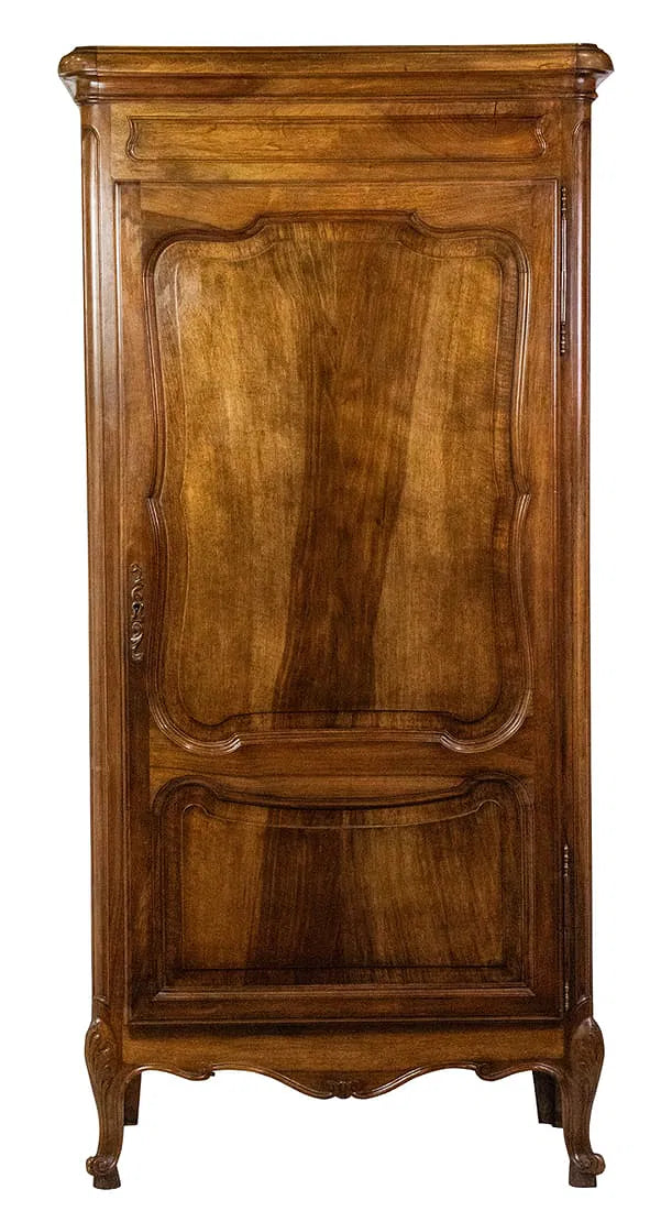 Antique Single Door Armoire French Provincial Walnut Bonnetiere Early 19th Century | Work of Man