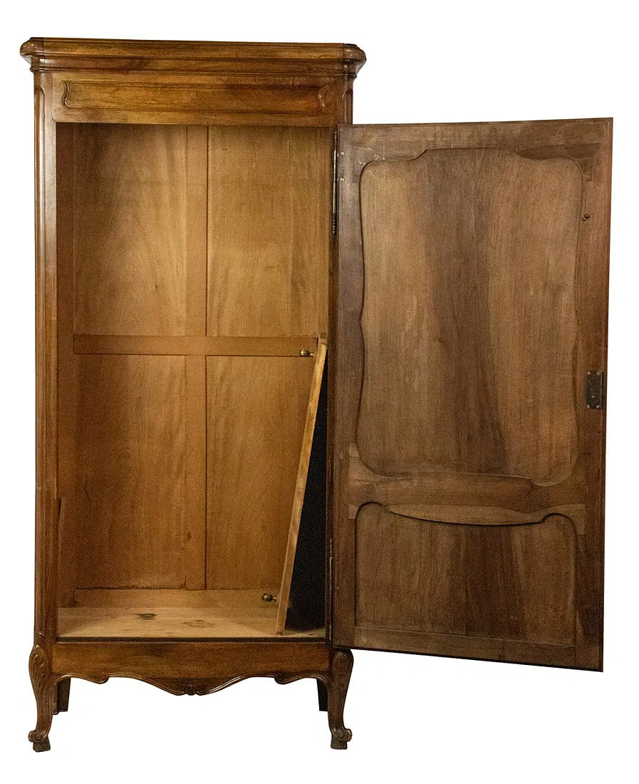 AF3-037: Antique Single Door Armoire French Provincial Walnut Bonnetiere Early 19th Century