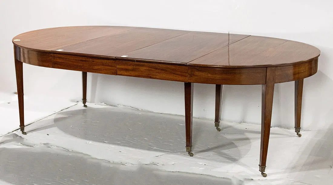 AF1-175: Antique American Federal Large Mahogany Banquet Dining Table Early 19th Century