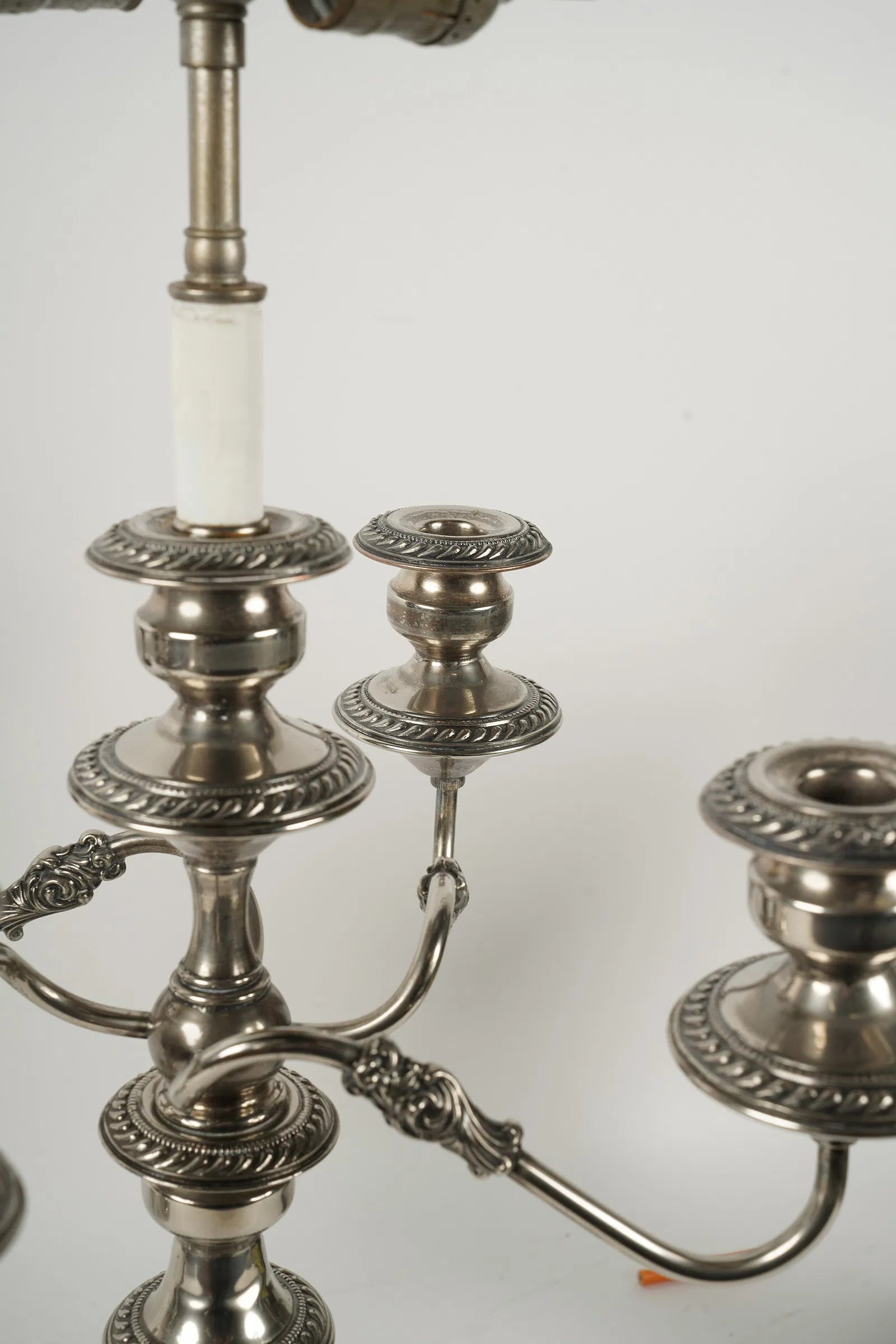 AL2-055: Antique Pair of Circa 1900 Sheffield Plated Candelabra Converted to Table Lamps