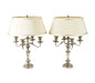 Antique Pair of Circa 1900 Sheffield Plated Candelabra Converted to Table Lamps | Work of Man