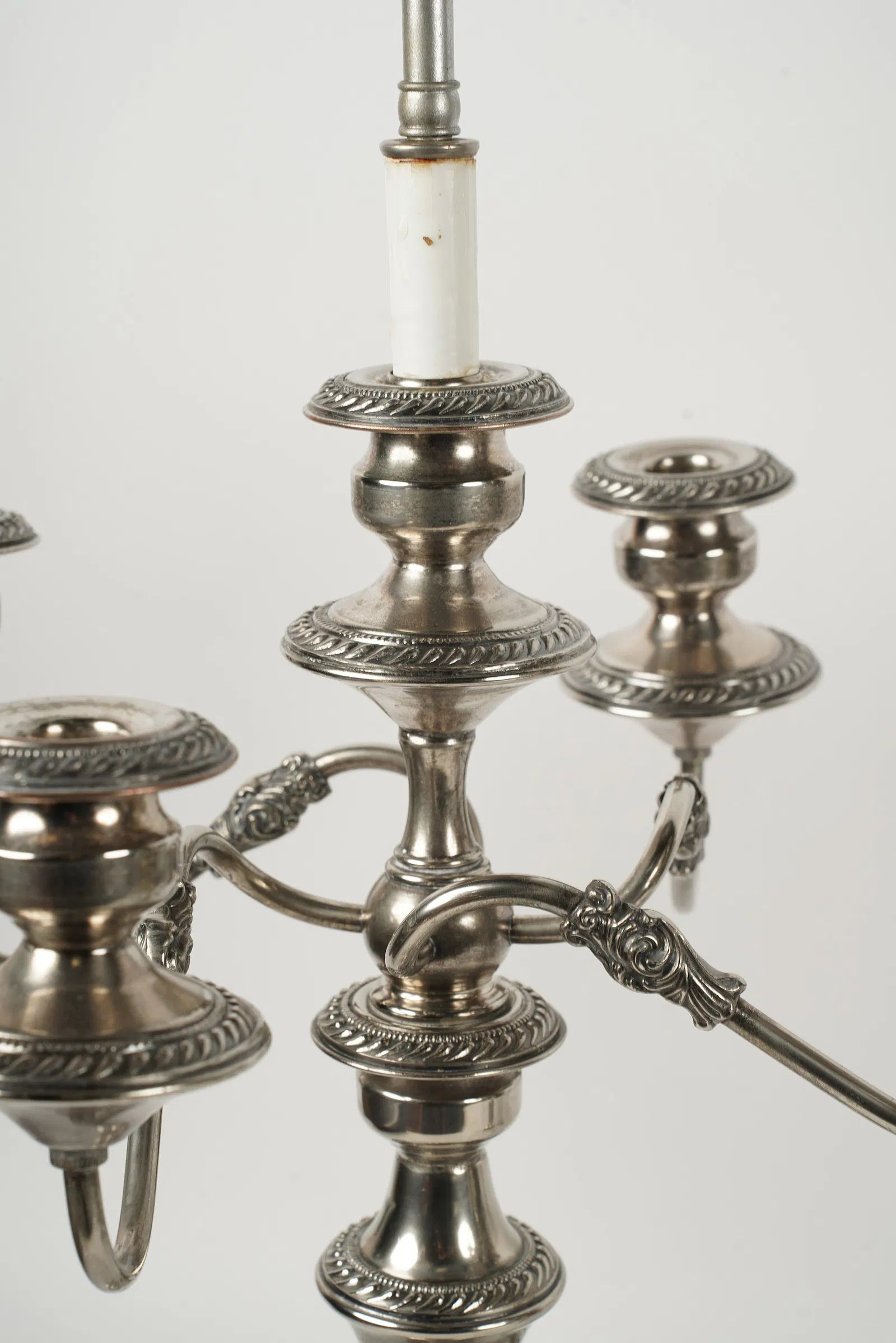 AL2-055: Antique Pair of Circa 1900 Sheffield Plated Candelabra Converted to Table Lamps