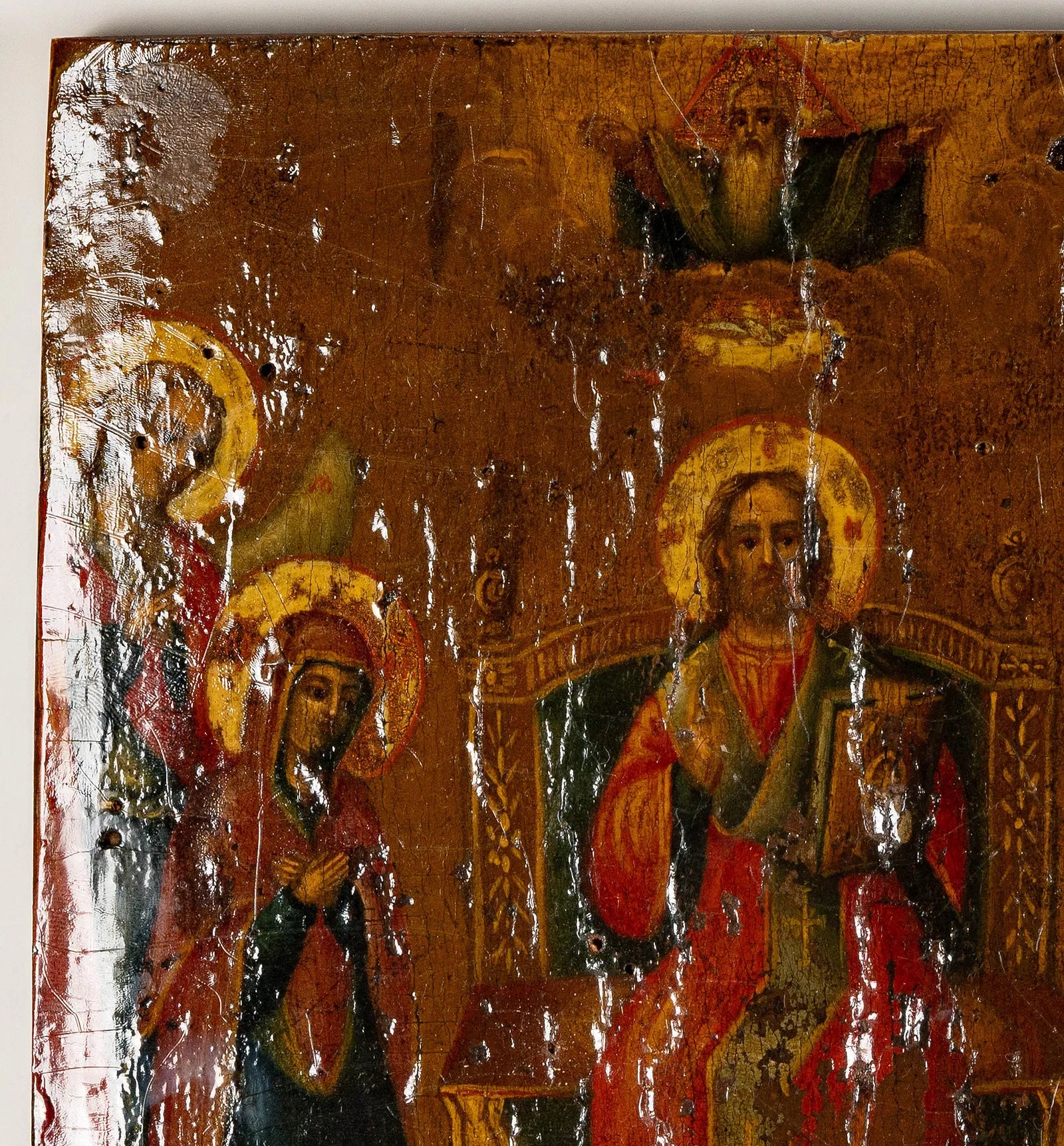 AW190: Antique Russian Icon on Wood Panel 18th Century
