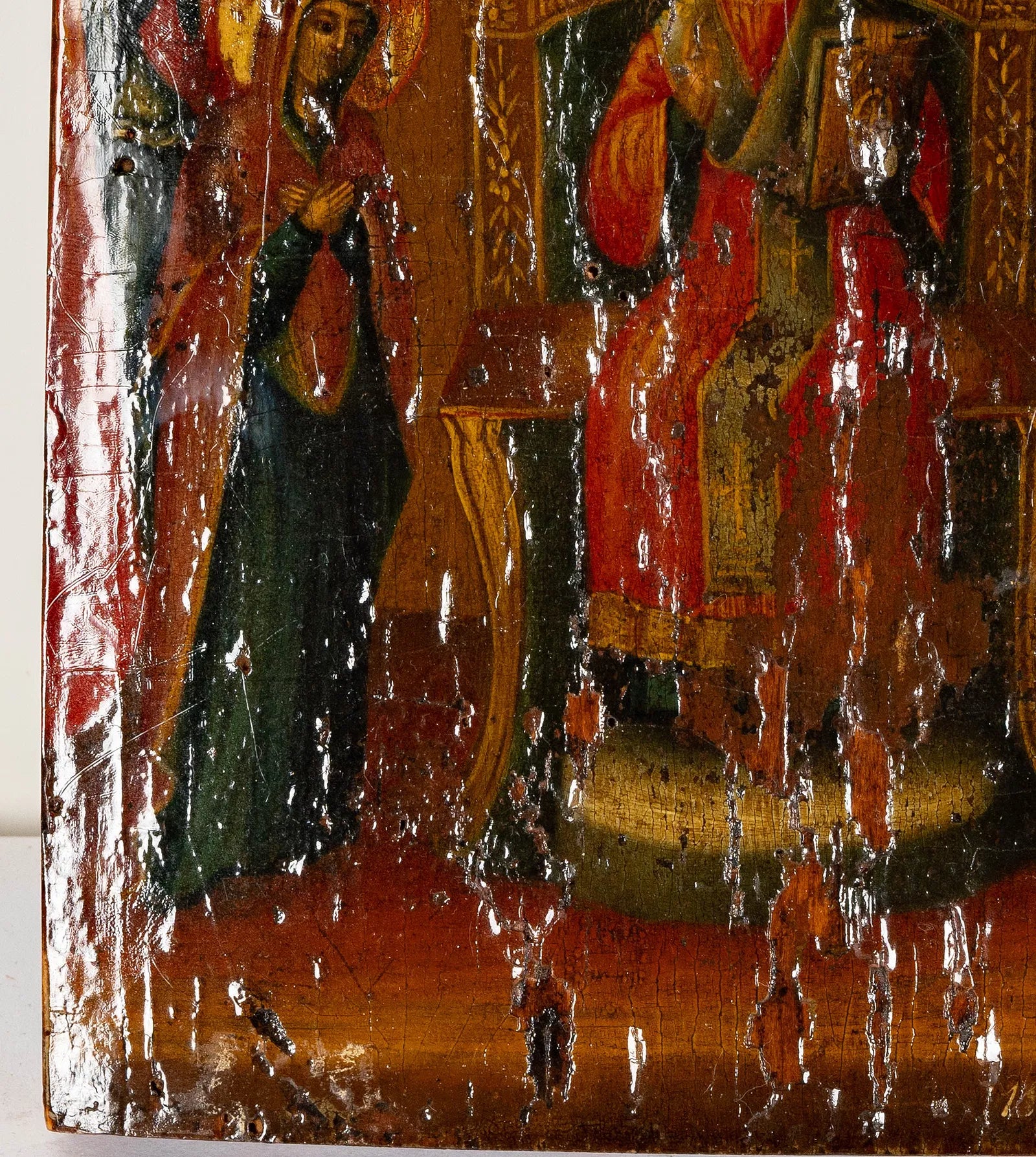 AW190: Antique Russian Icon on Wood Panel 18th Century
