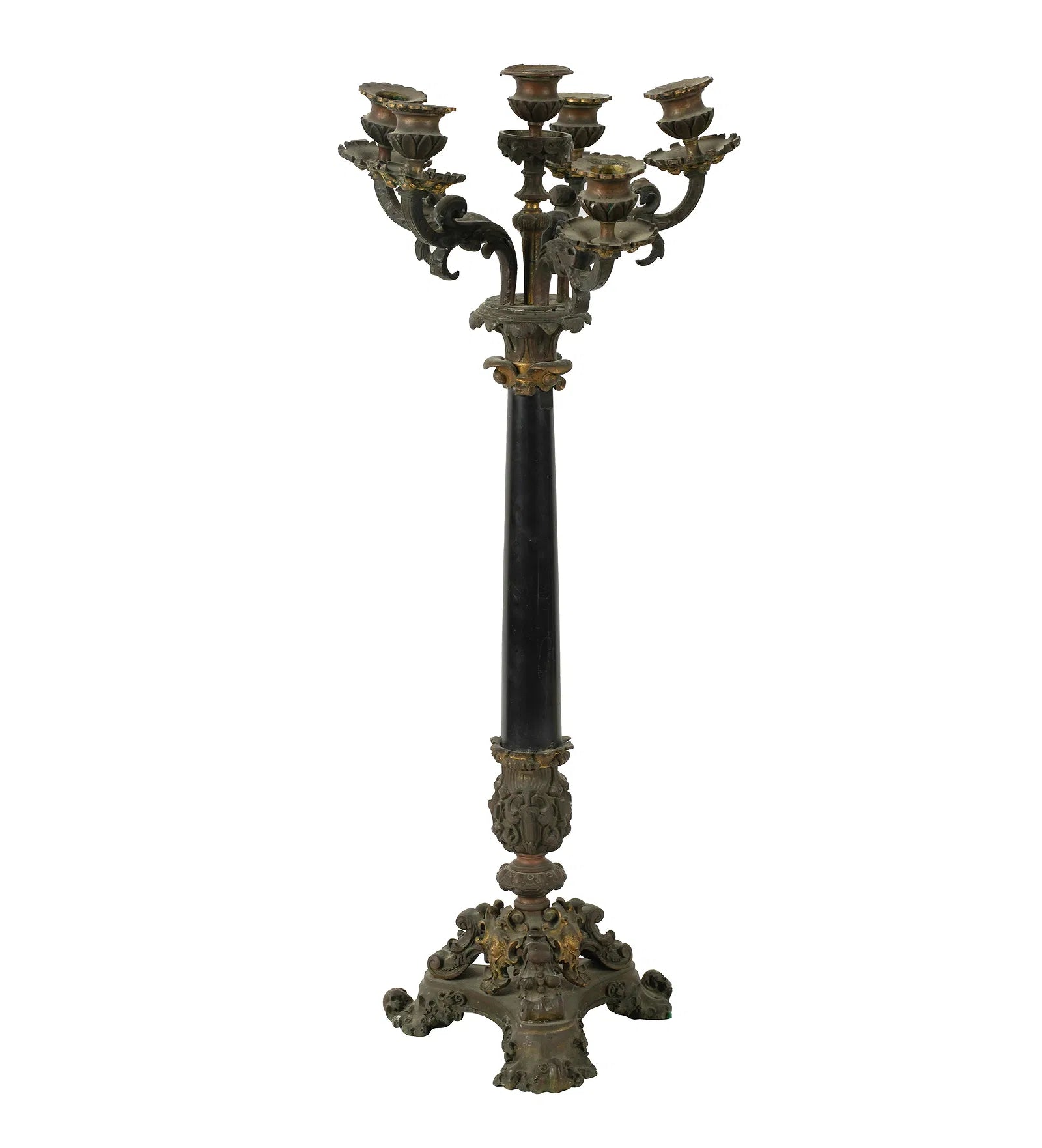Antique Fire Gilt Bronze French Empire Six Light Candelabrum Circa 1810 | Work of Man