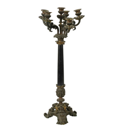 Antique Fire Gilt Bronze French Empire Six Light Candelabrum Circa 1810 | Work of Man