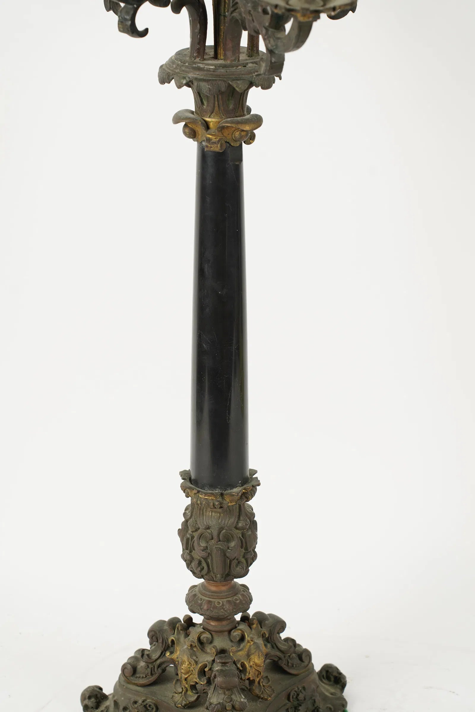 DA2-032: Antique Fire Gilt Bronze French Empire Six Light Candelabrum Circa 1810