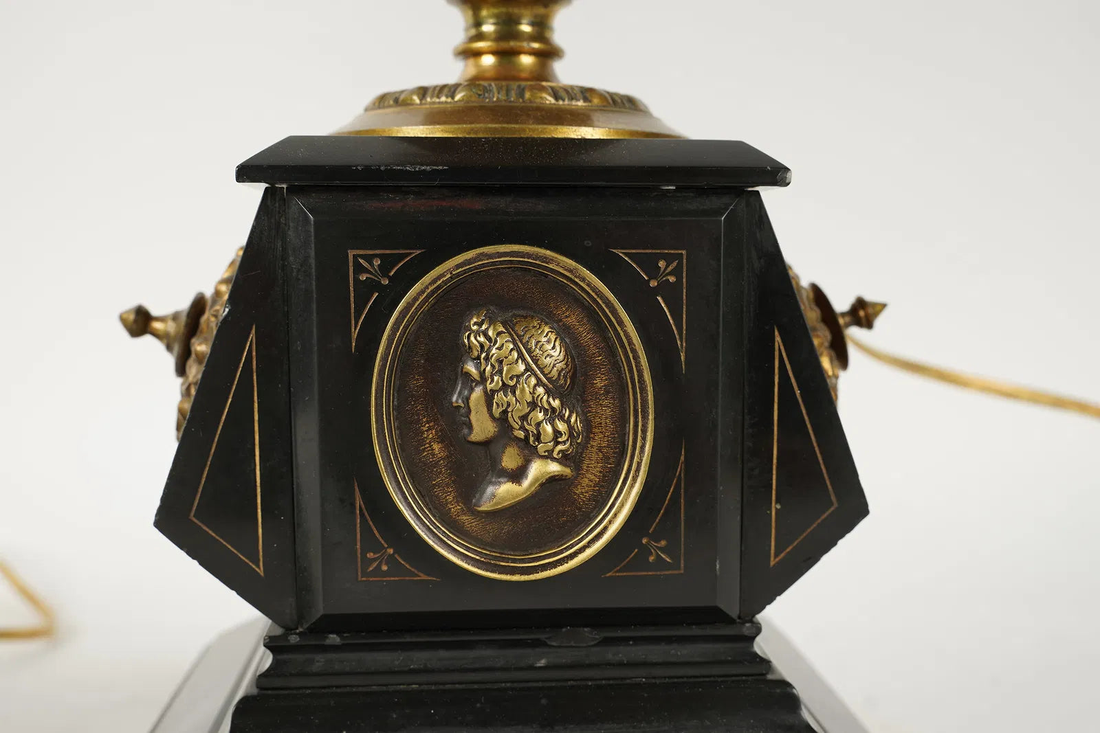 AL2-061: Antique French Directoire Fire Gilt Bronze Candleabra Converted to Lamps Late 19th Century