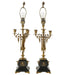 Antique French Directoire Fire Gilt Bronze Candleabra Converted to Lamps Late 19th Century |Work of Man