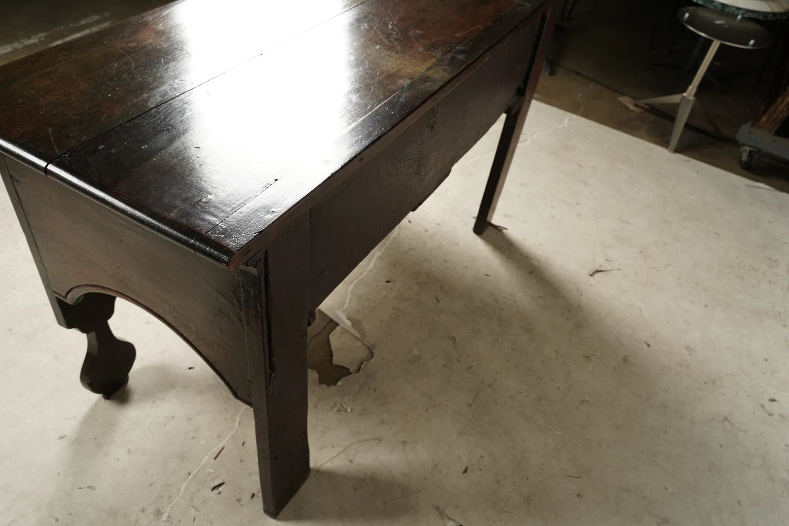 AF1-295: Antique English Oak Jacobean Two Drawer Side Table Late 18th Century