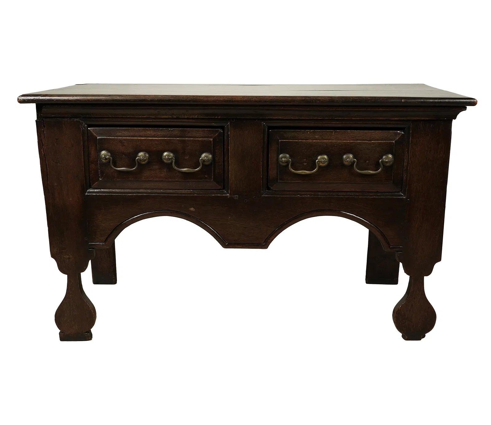  Antique English Oak Jacobean Two Drawer Side Table | Work of Man