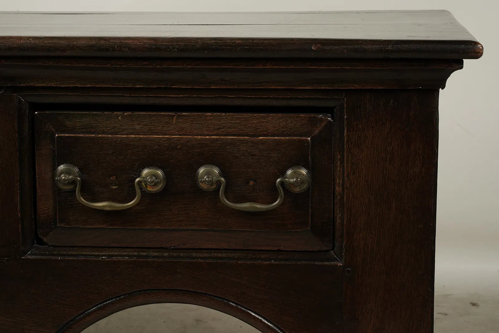 AF1-295: Antique English Oak Jacobean Two Drawer Side Table Late 18th Century
