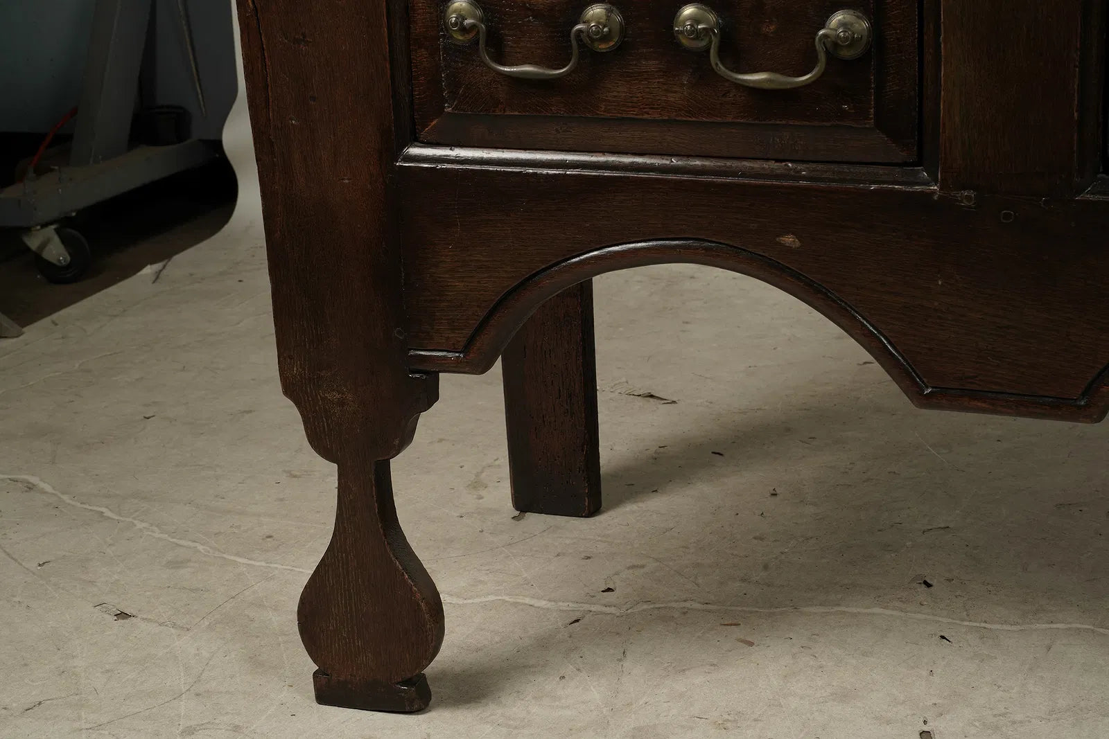 AF1-295: Antique English Oak Jacobean Two Drawer Side Table Late 18th Century