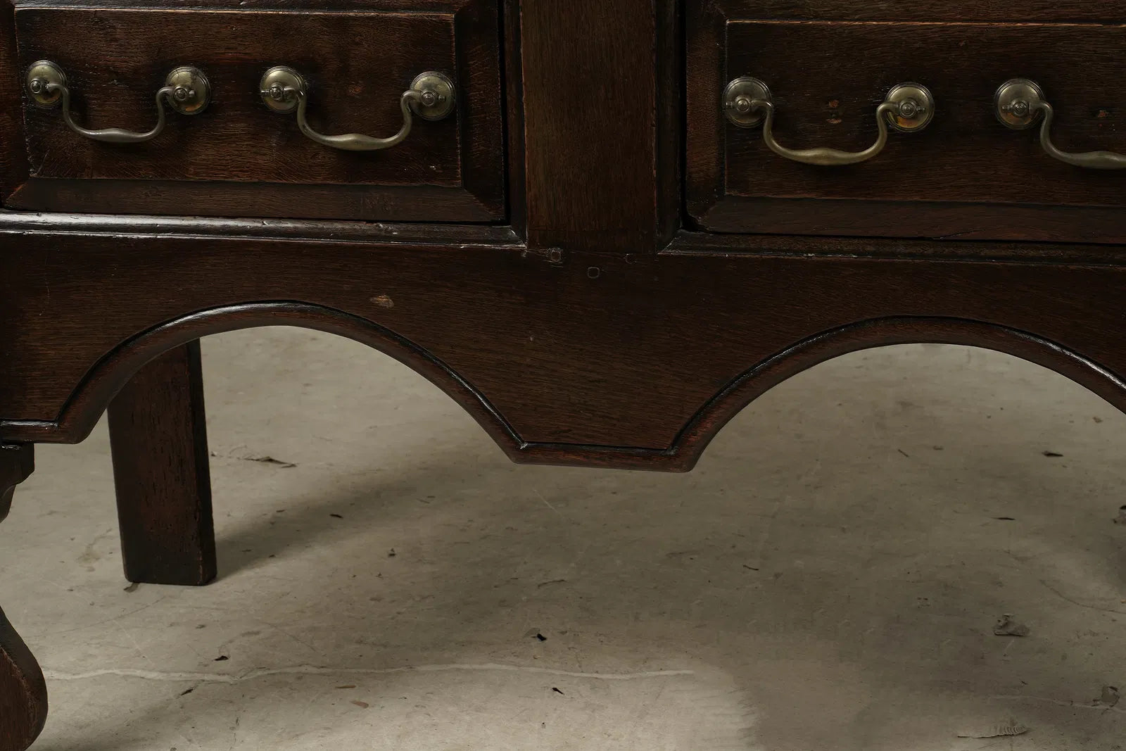 AF1-295: Antique English Oak Jacobean Two Drawer Side Table Late 18th Century