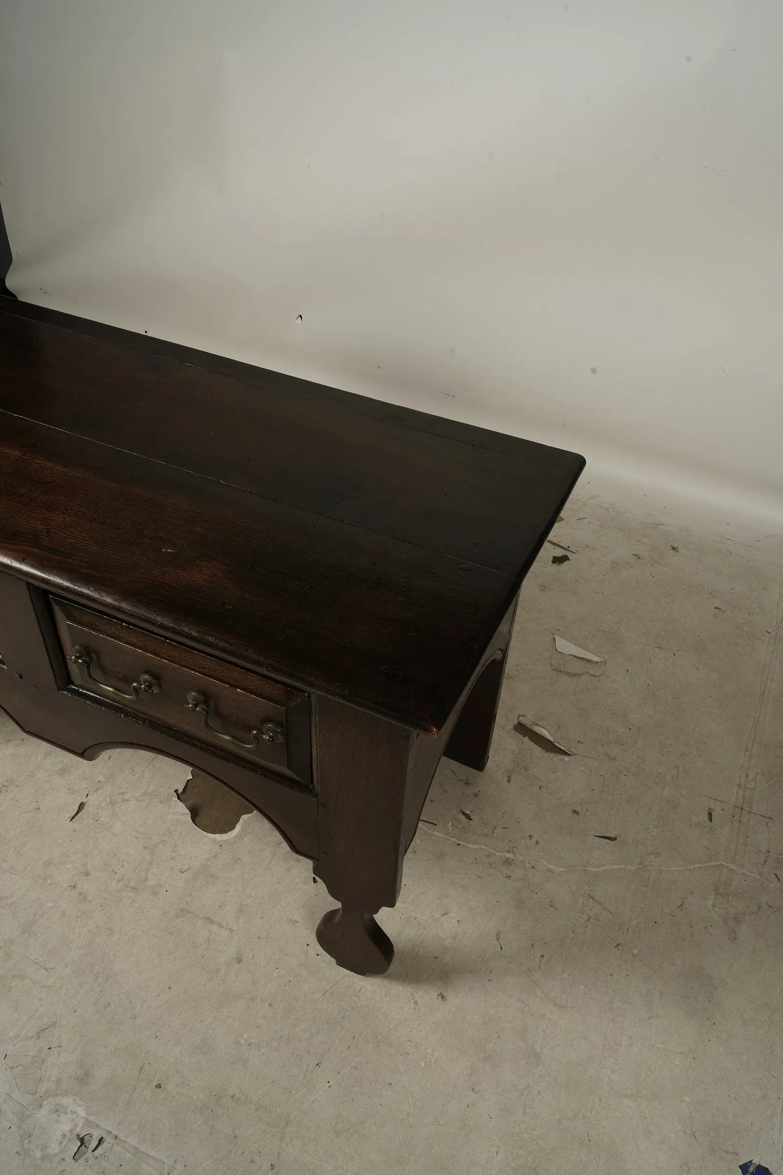 AF1-295: Antique English Oak Jacobean Two Drawer Side Table Late 18th Century