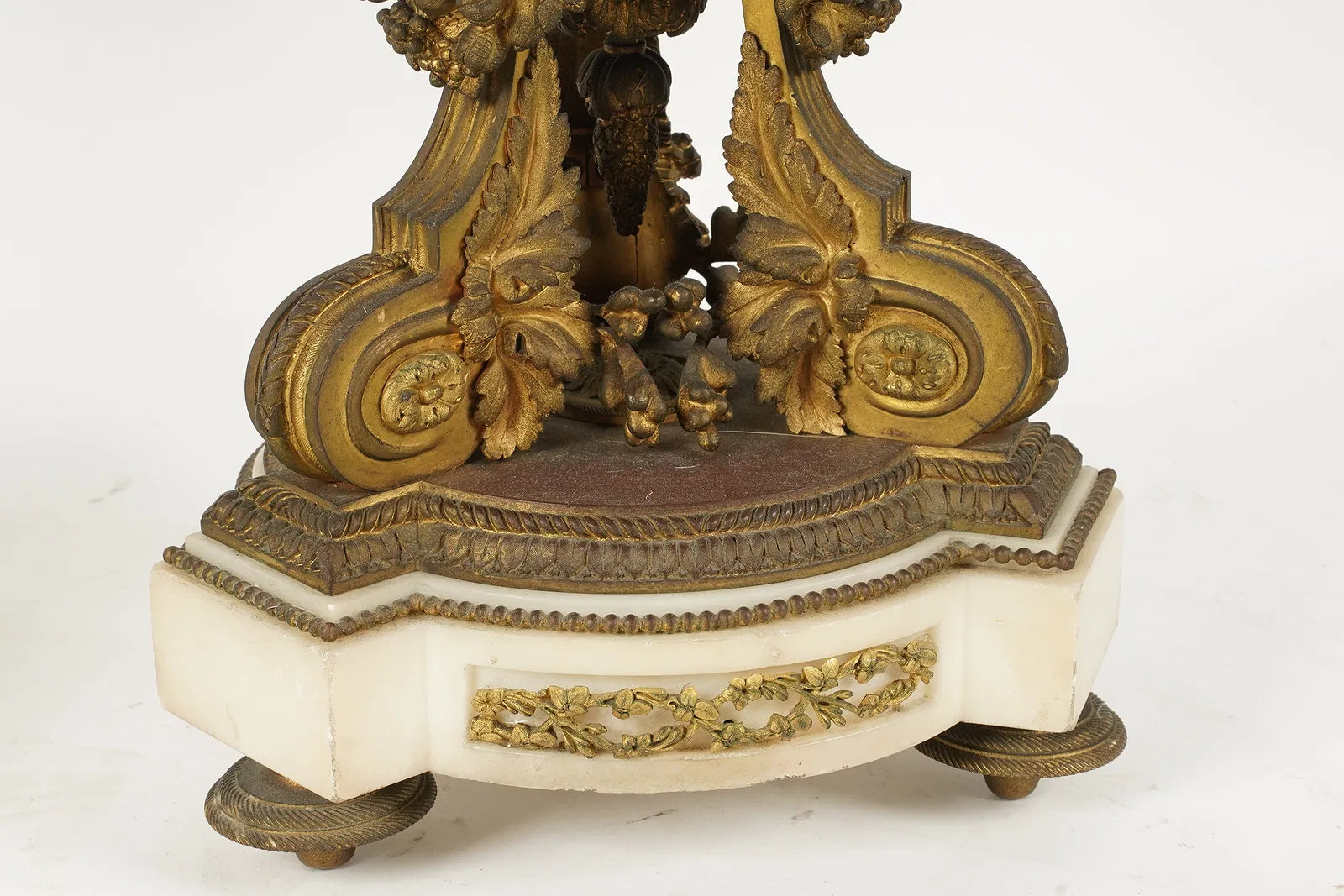 DA2-041: Antique Pair Louis XVI Fire Gilt Bronze and White Marble Candleabra