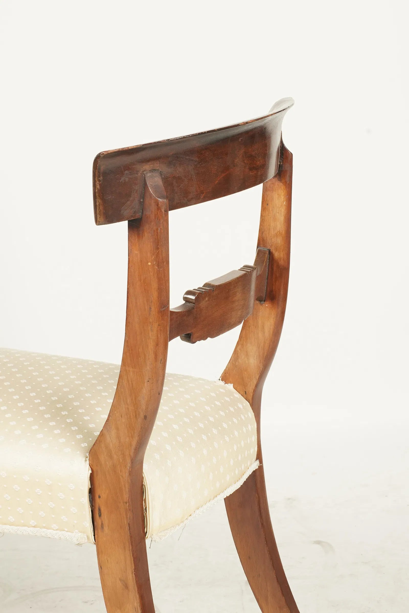AF2-356: Antique American Federal Mahogany Foot Bench With Upholstered Seat Early 19th Century