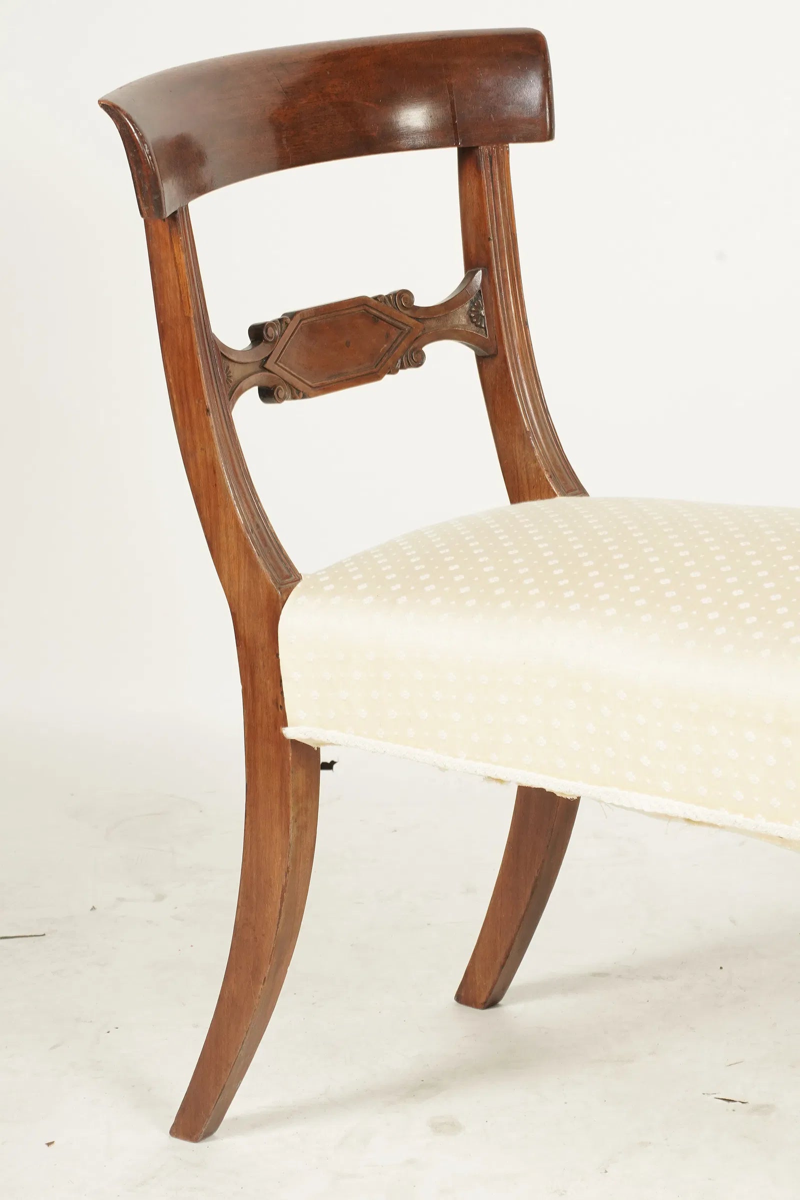 AF2-356: Antique American Federal Mahogany Foot Bench With Upholstered Seat Early 19th Century