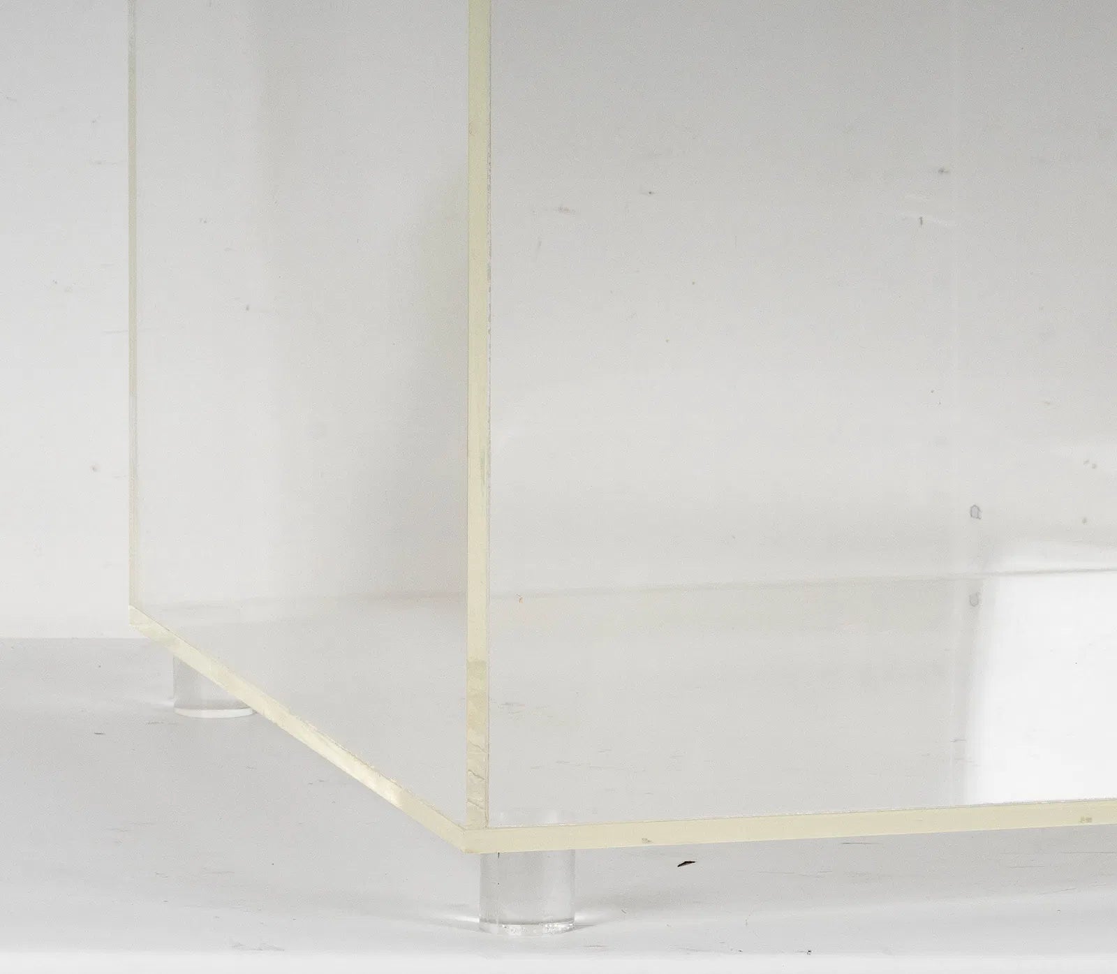 AF1-181: Vintage Pair of Lucite Cubed End Tables on Lucite Stub Feet