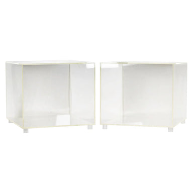Vintage Pair of Lucite Cubed End Tables on Lucite Stub Feet | Work of Man