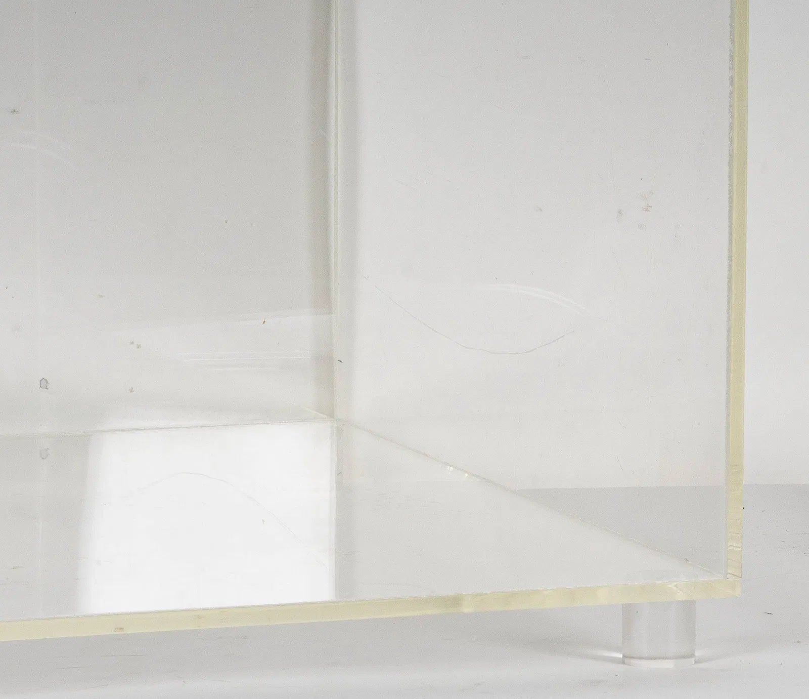 AF1-181: Vintage Pair of Lucite Cubed End Tables on Lucite Stub Feet