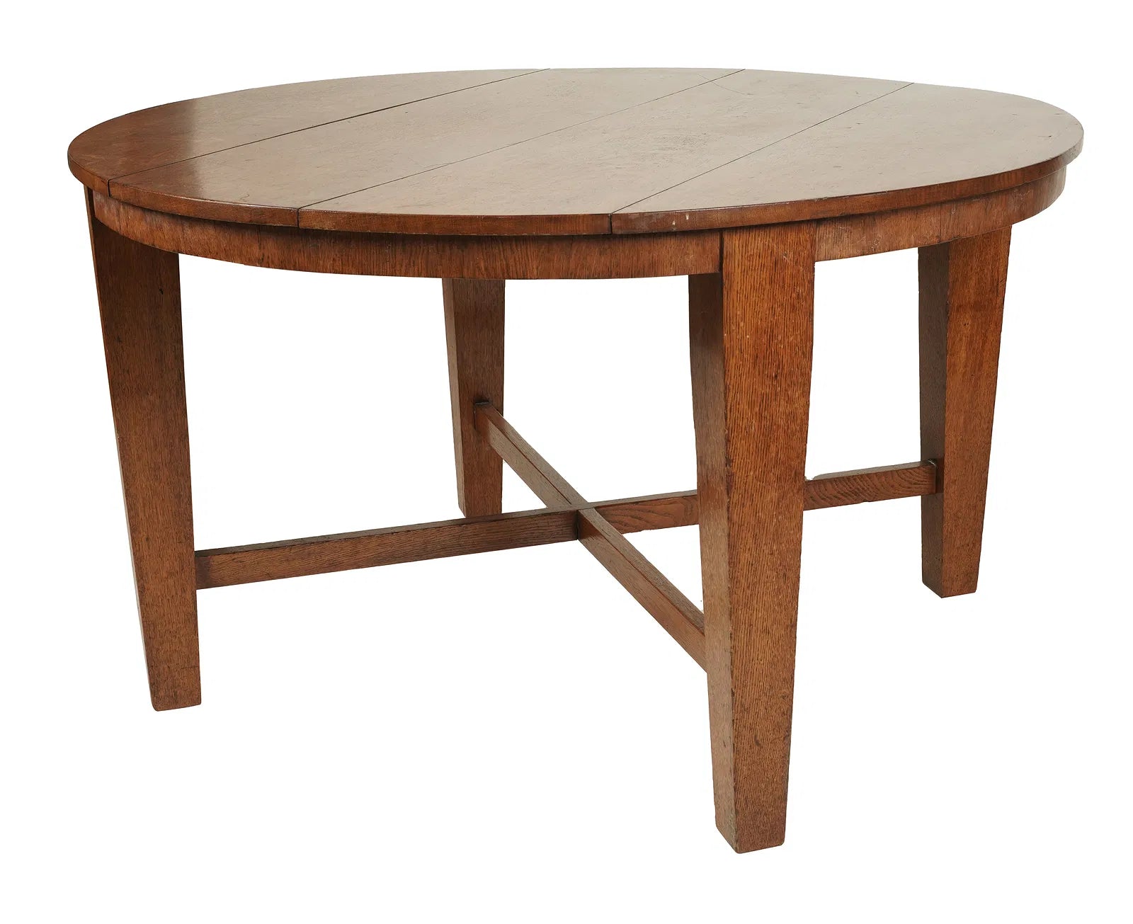 Antique Mission Arts &amp; Crafts Round Quarter Sawn Oak Dining Table | Work of Man