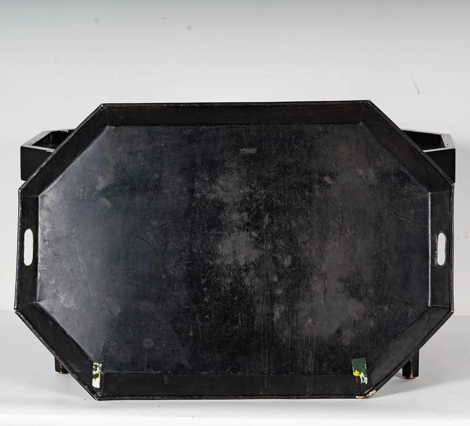 AF1-183: Antique English Tole Tray Table With Hand Painted Fox Hunt Scene Early 19th Century