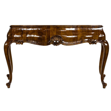 Antique French Rococo Parquetry Inlaid and Parcel Gilt Console Table | Work of Man