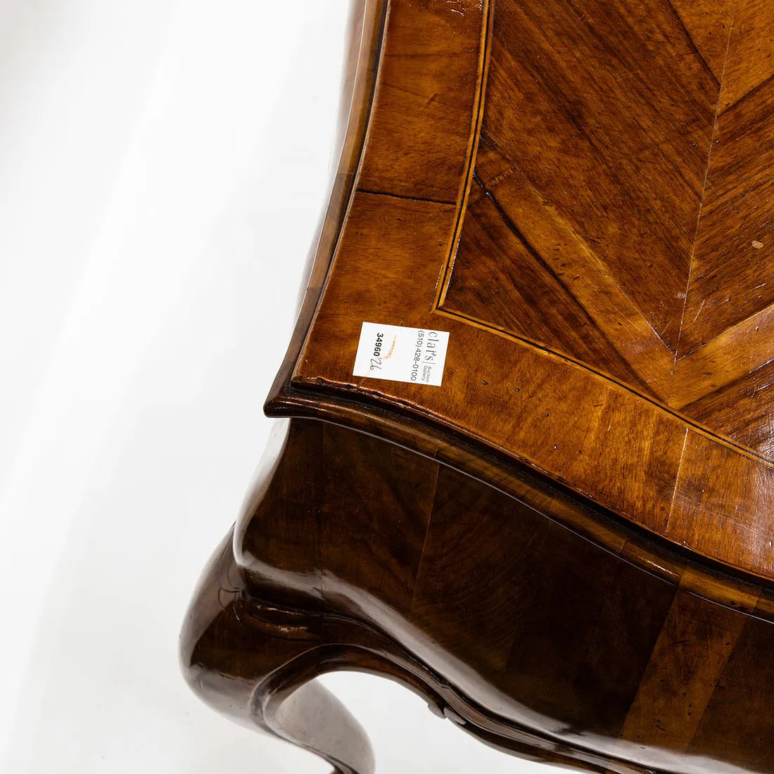 AF1-289: Antique French Rococo Revival Parquetry Inlaid and Parcel Gilt Console Table Mid 19th Century