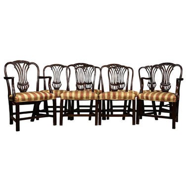 Antique Georgian Carved Mahogany Dining Chairs Set of Eight Early 19th Century | Work of Man