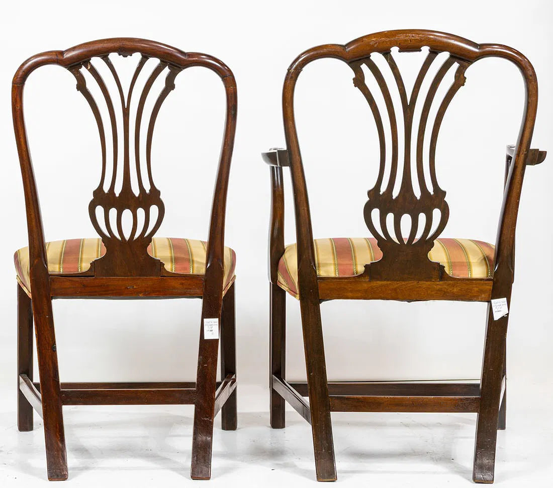 AF2-308: Antique Georgian Carved Mahogany Dining Chairs Set of Eight Early 19th Century