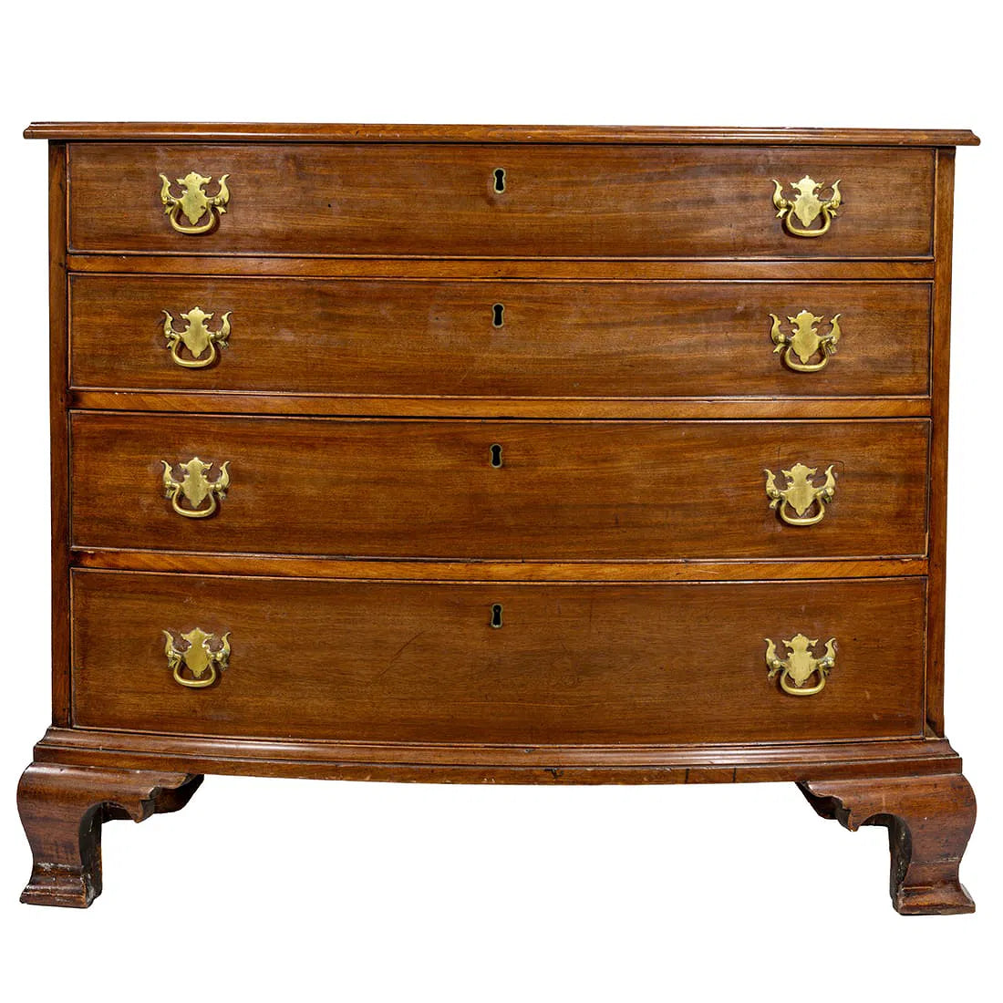 AF4-360: Antique Georgian Mahogany Bow Front Chest of Drawers Circa 1800