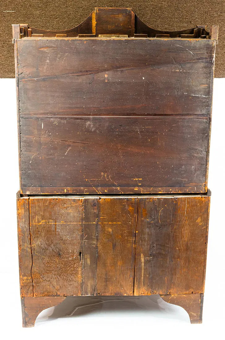 AF5-054: Antique American Federal Bow Front Birdseye Maple Secretary Circa 1810