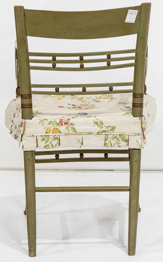 AF2-310: Antique American Federal Scrolled Arm Chair With Paint Decoration Circa 1810