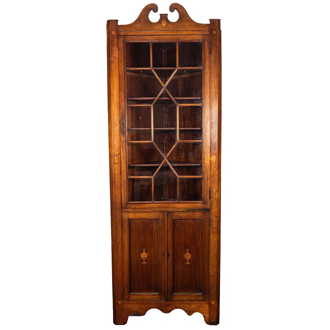 Antique Inlaid American Federal Corner Cabinet Early 19th Century | Work of Man