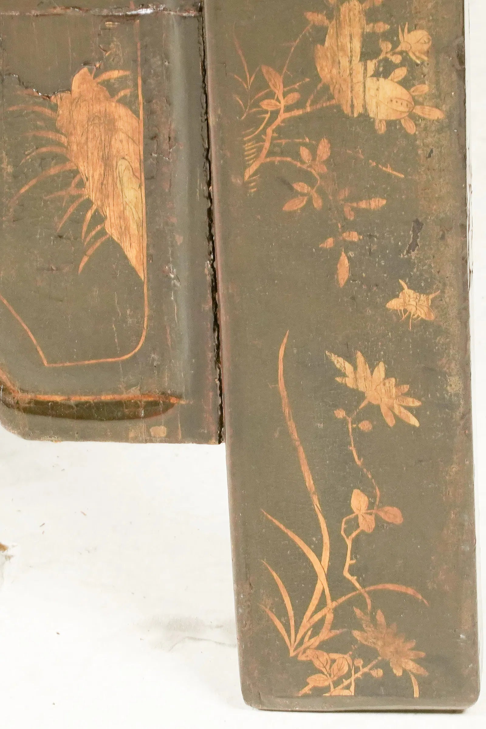 AF1-276: Antique Chinoiserie Black Lacquered Table Reduced to Coffee Table Height