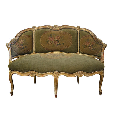 Antique French Rococo Louis XV Style Giltwood Canape Late 19th Century | Work of Man