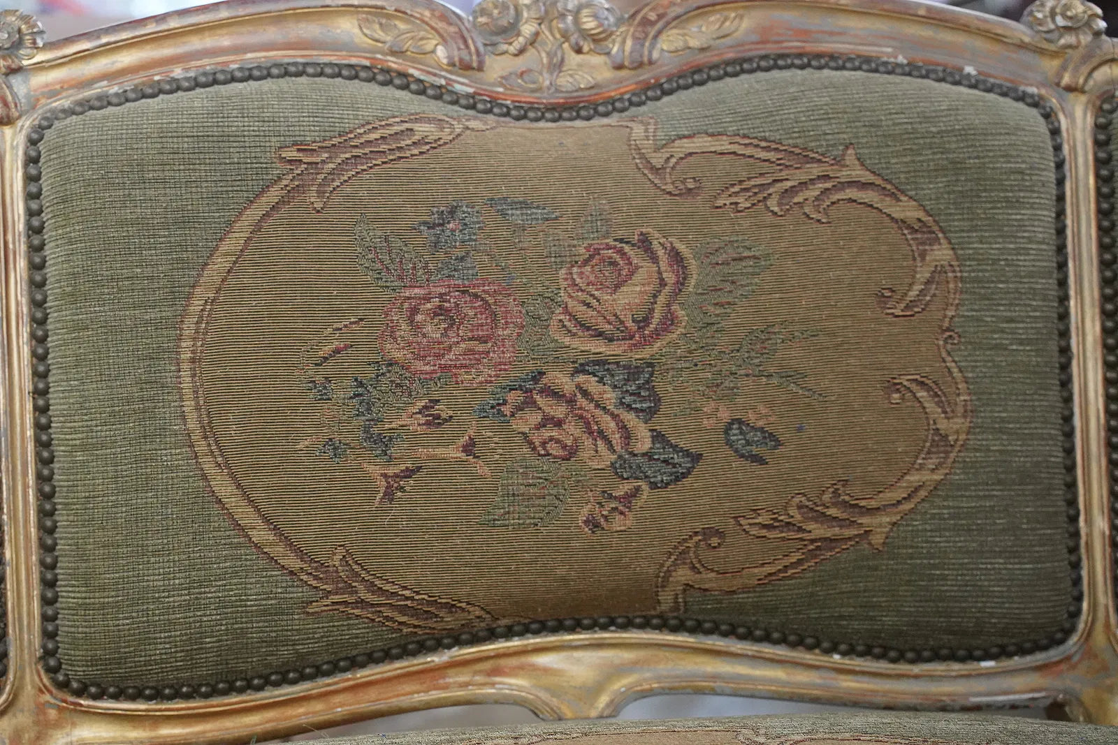 AF2-304: Antique French Rococo Louis XV Style Giltwood Canape Late 19th Century