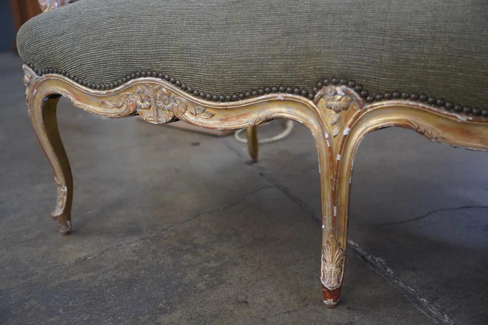 AF2-304: Antique French Rococo Louis XV Style Giltwood Canape Late 19th Century