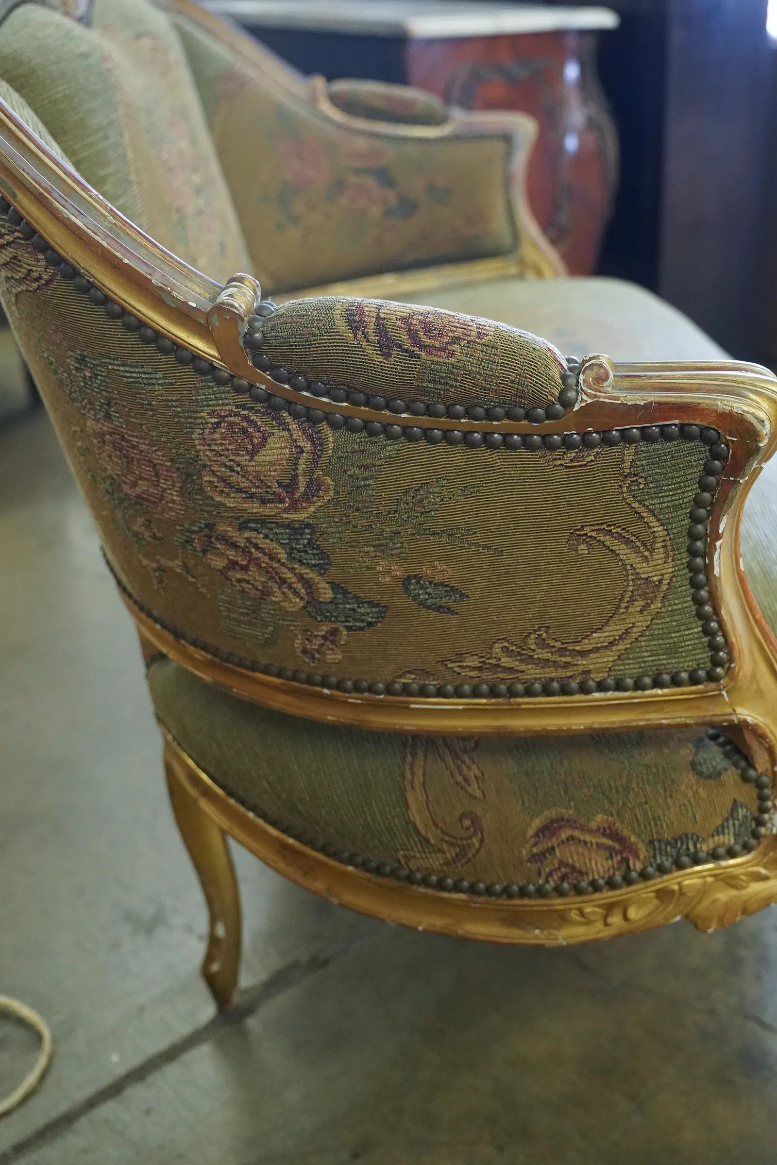 AF2-304: Antique French Rococo Louis XV Style Giltwood Canape Late 19th Century