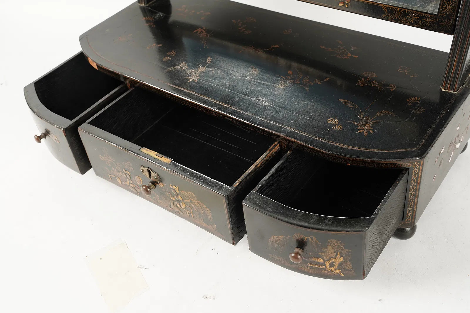 AF7-014: Antique English Chinoiserie Dressing Mirror Early 19th Century