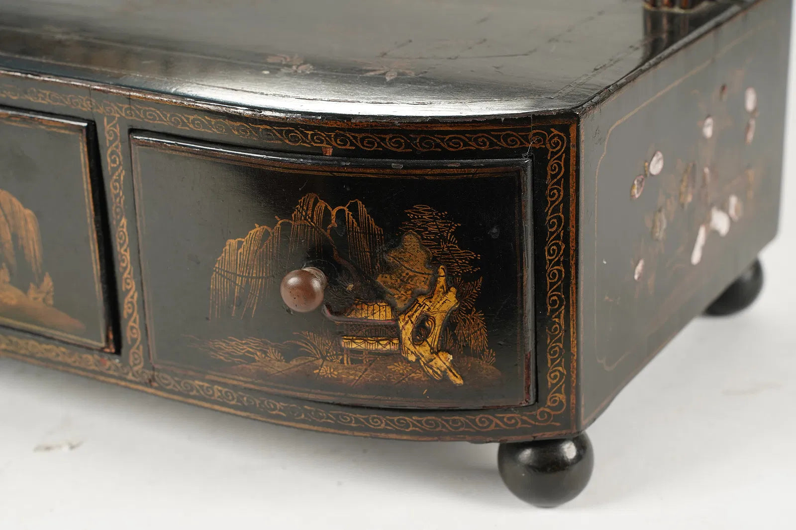 AF7-014: Antique English Chinoiserie Dressing Mirror Early 19th Century