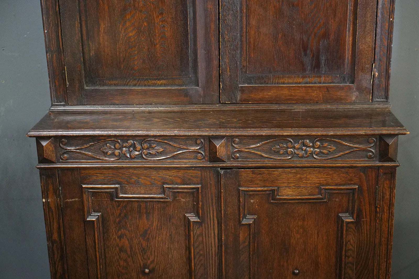 AF3-052: Antique English Oak William and Mary Style Cupboard Early 19th Century
