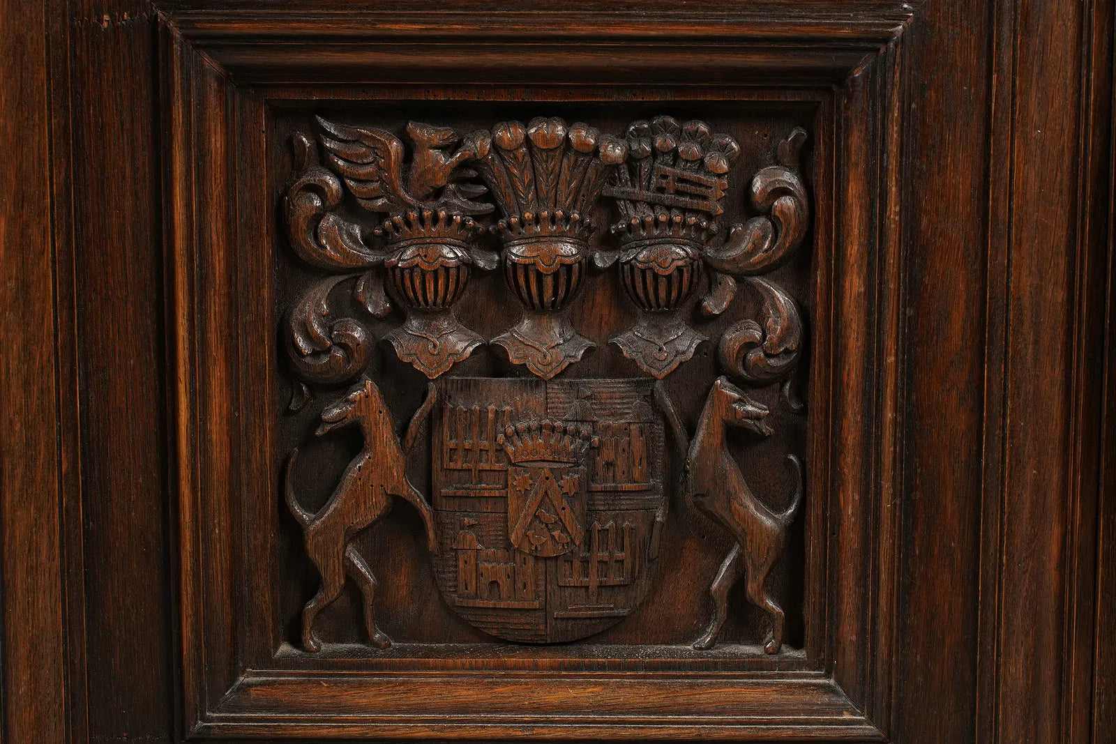 AF4-091: Antique Pair of Renaissance Revival Highly Carved Oak Coffers Circa 1913