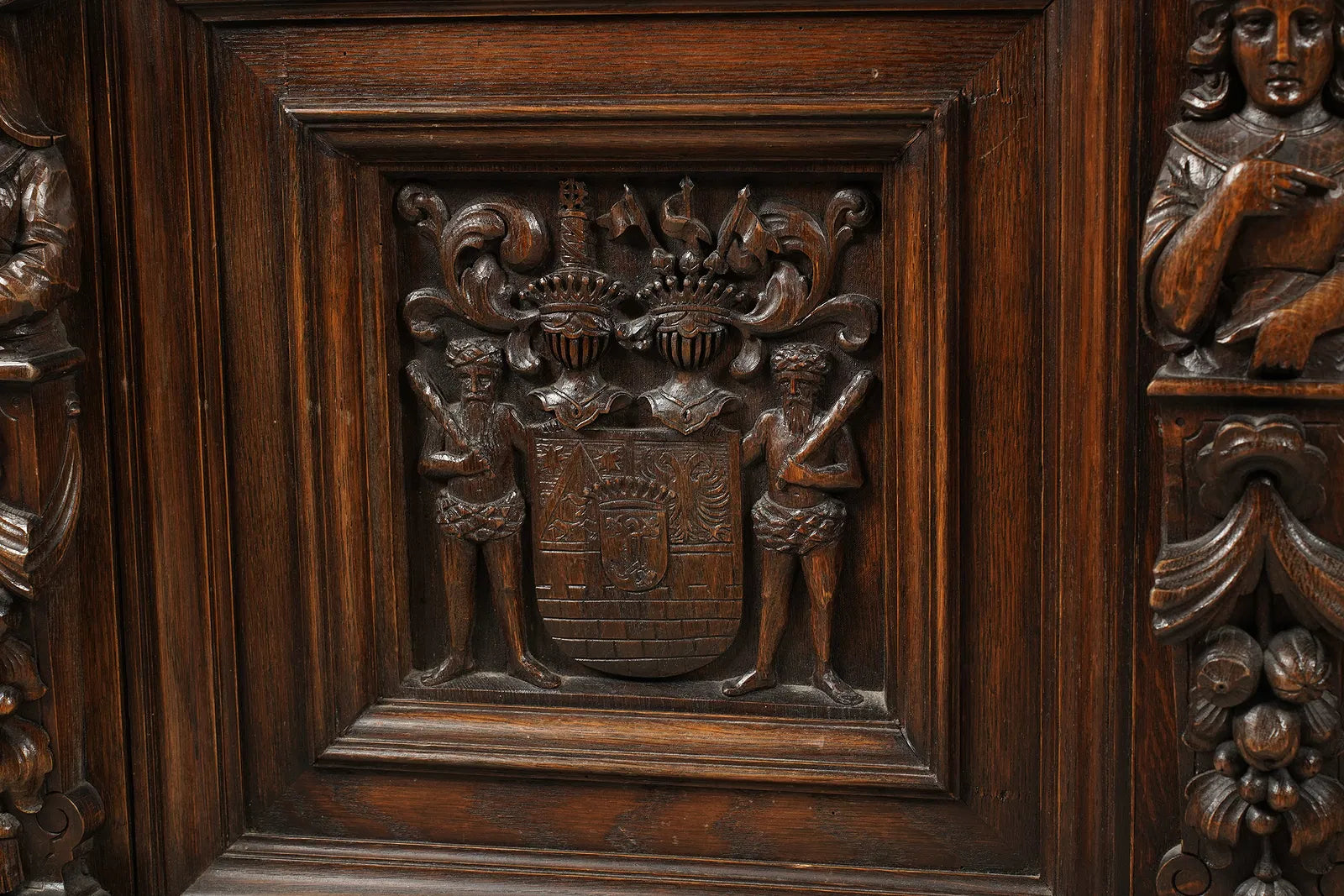AF4-091: Antique Pair of Renaissance Revival Highly Carved Oak Coffers Circa 1913
