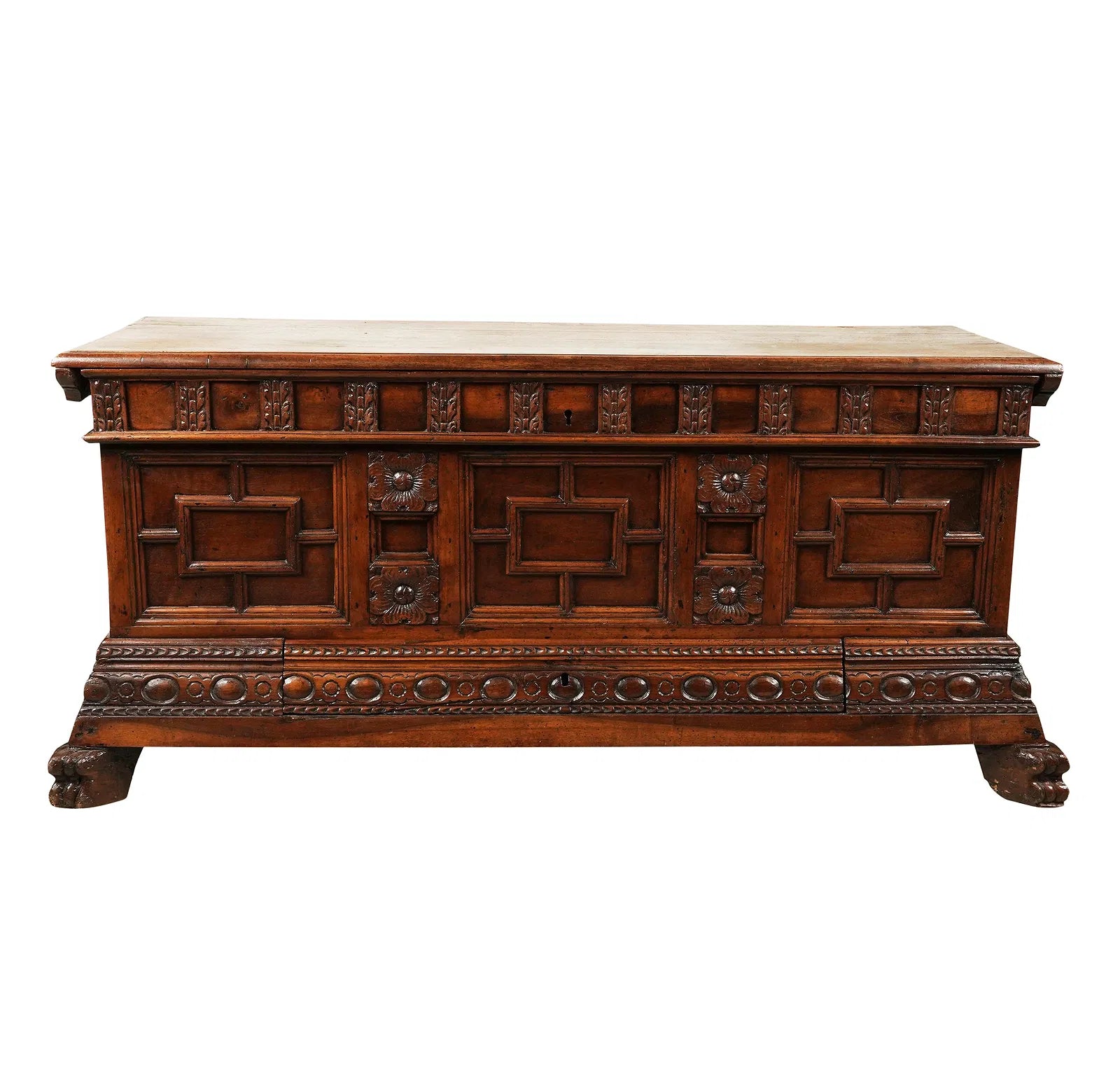 Antique Carved Walnut French Provincial Coffer Early 19th Century | Work of Man