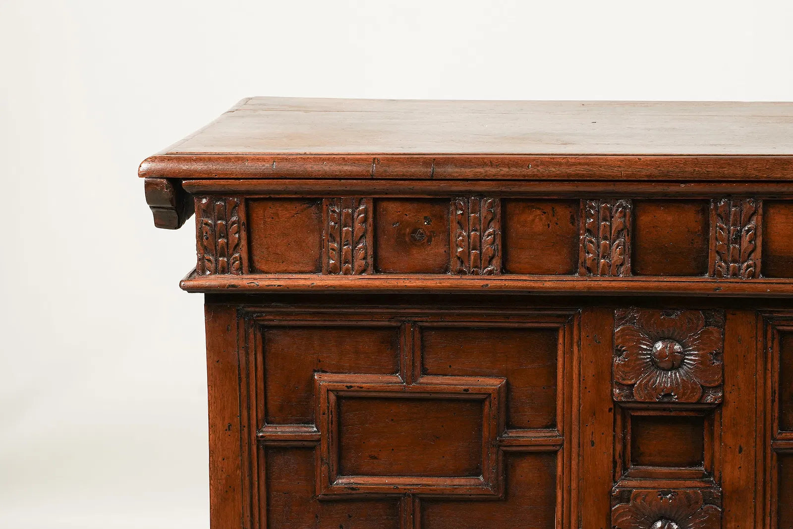 AF4-092: Antique Carved Walnut French Provincial Coffer Early 19th Century