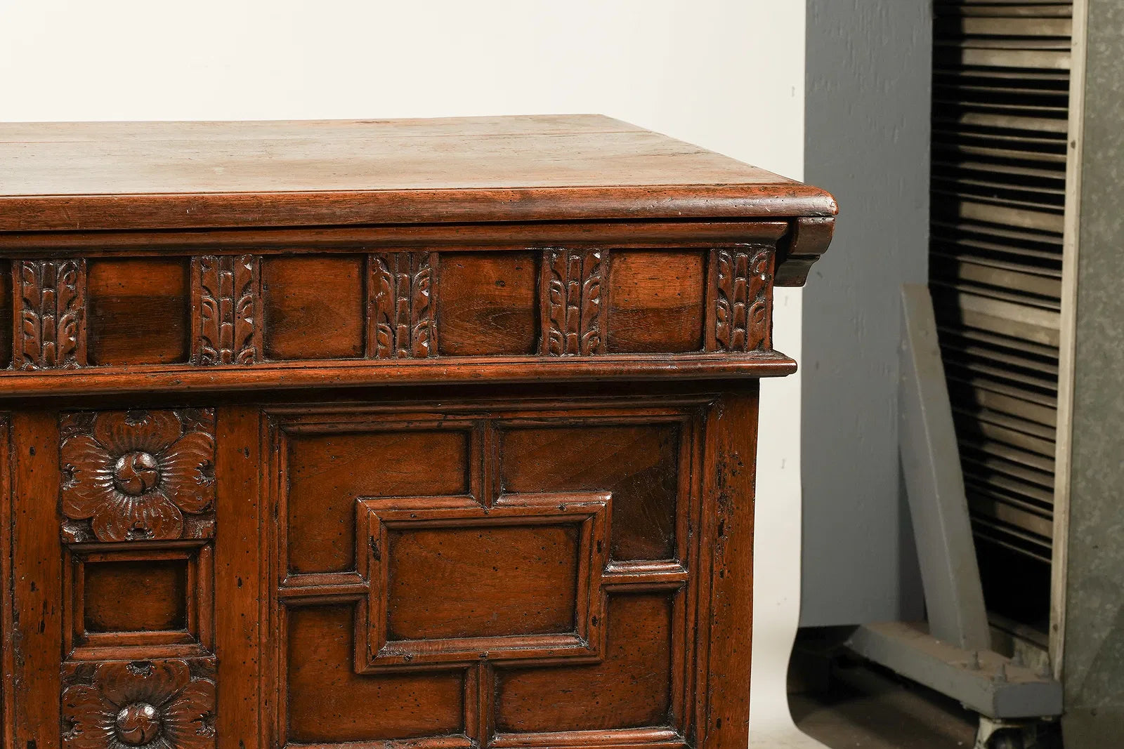 AF4-092: Antique Carved Walnut French Provincial Coffer Early 19th Century